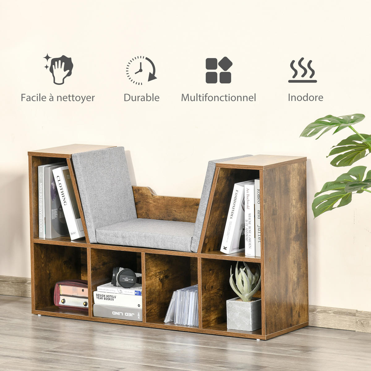 KINDERREGA DE-15545 102/30/61 cm, 6 offene Fächer Rustikalbraun - Braun, Holzwerkstoff (102/61/30cm) - ComfortXL