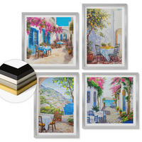 WANDBILDER 4er Set - 50x50 cm & 40x60 cm Silberner Rahmen - Charmante Straßen mit Pflanzen - Silberfarben, Kunststoff (50/50cm) - ArtPrintCave
