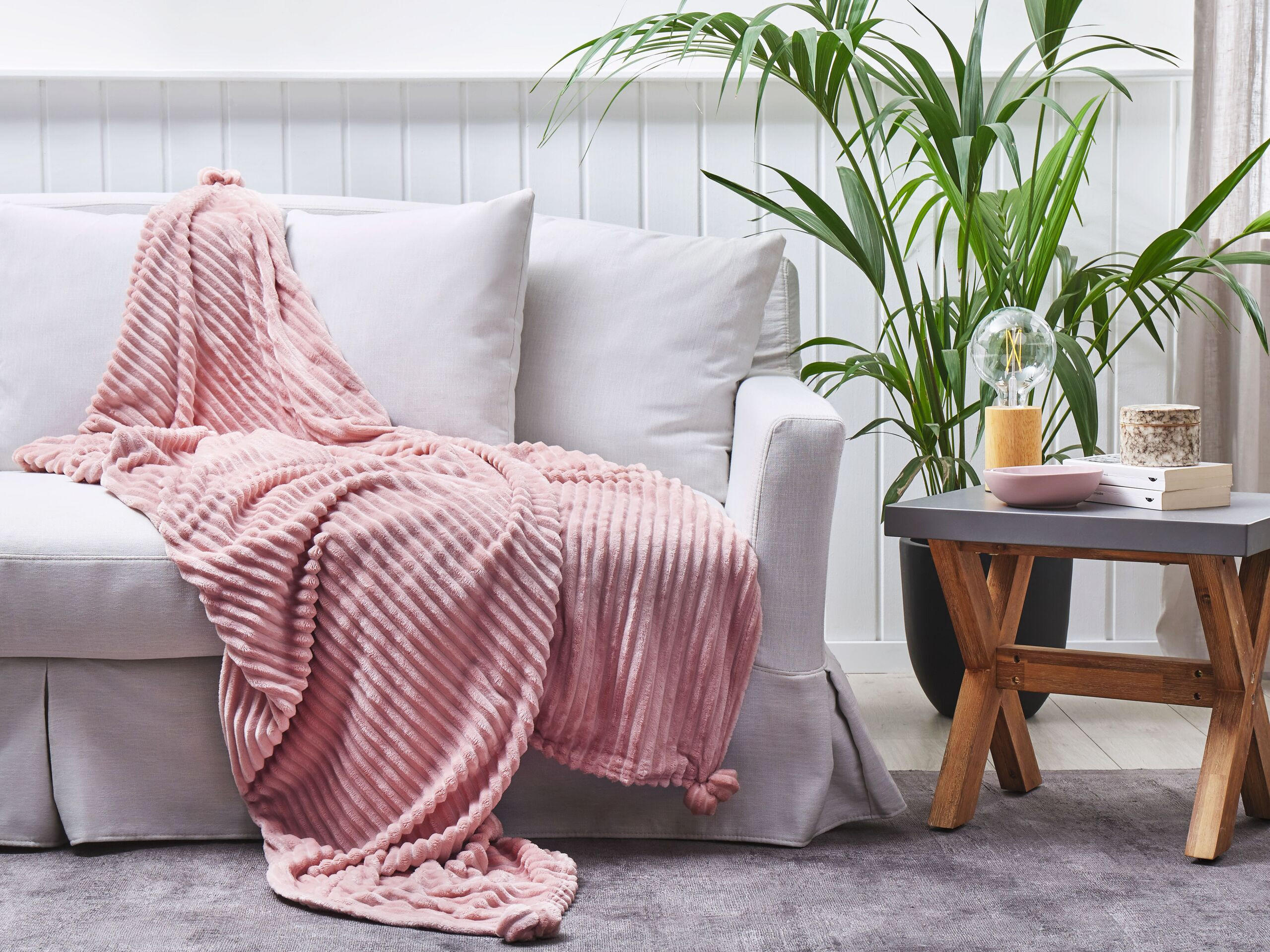 DECKE Rosa Kaweri 150/200 cm - Pink, Textil (150/200cm) - Beliani