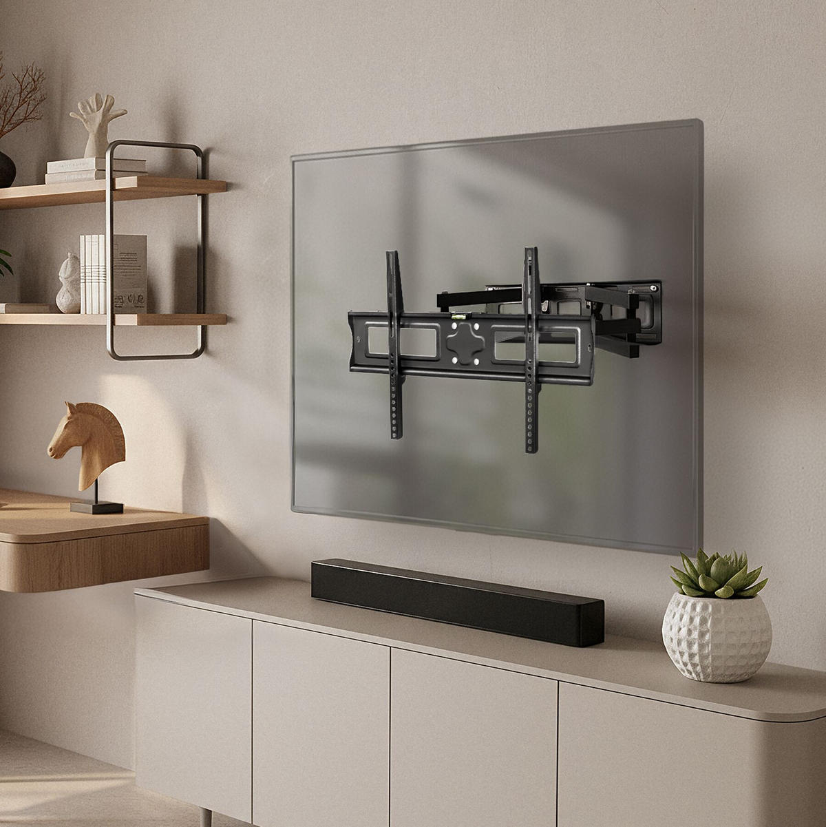 TV-WANDHALTERUNG, bis 120 kg, schwarz - Schwarz, Metall (65/40/52cm) - tectake
