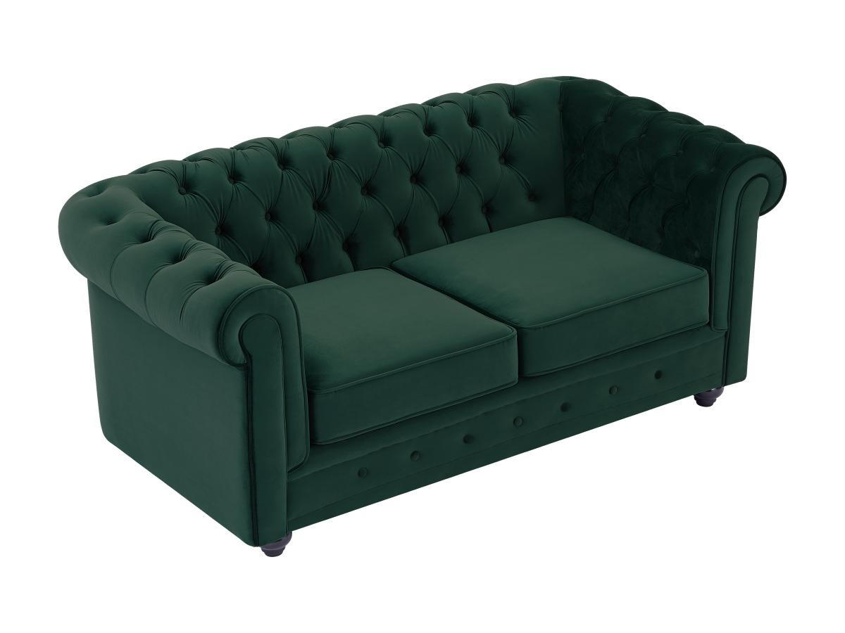 SOFA 2-Sitzer - Samt - Grün - CHESTERFIELD - Grün, Textil (88/72/168cm) - Vente-Unique