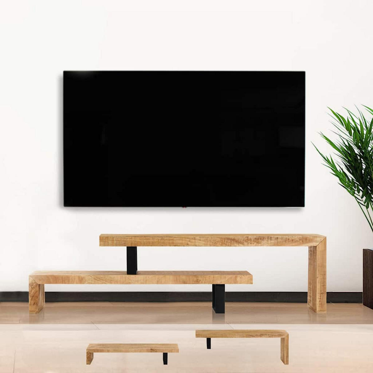 TV-LOWBOARD Massivholz Mango - Braun, Holz (30/40/115cm) - vidaXL