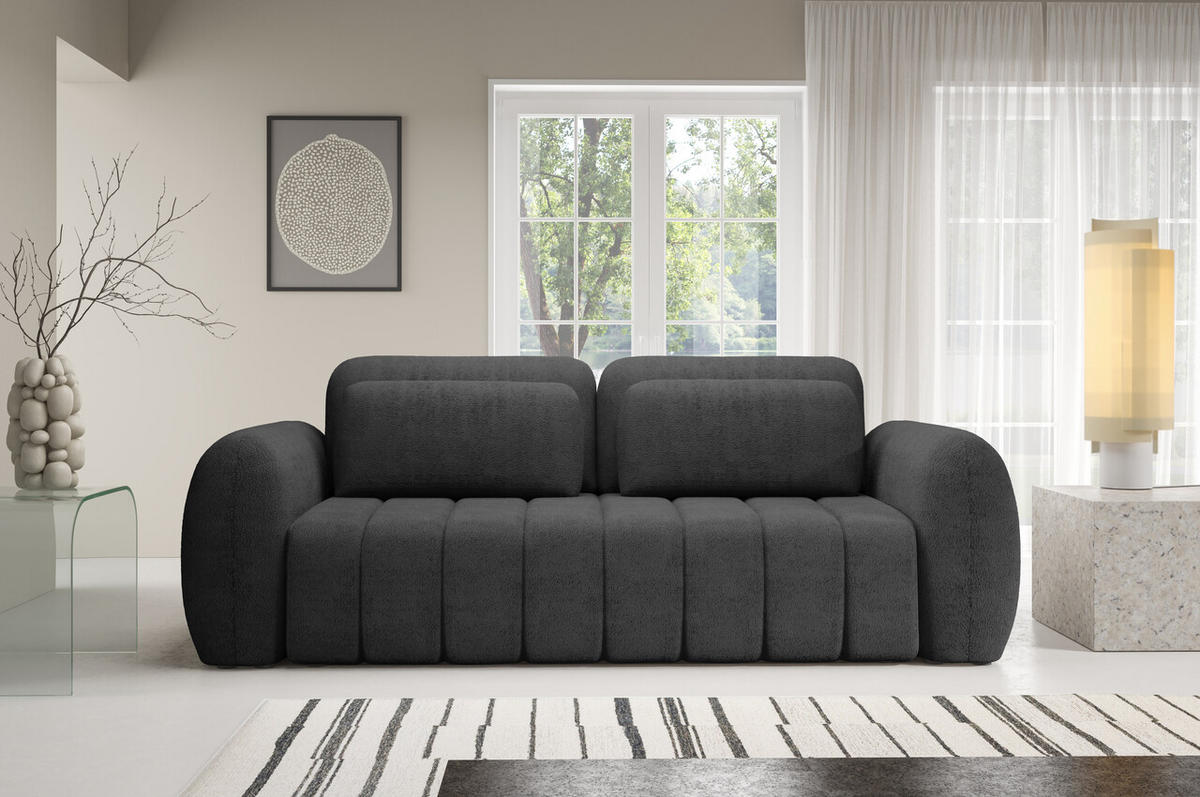 SCHLAFSOFA mit Bettkasten Premium Grau - Schwarz/Grau, Holz/Holzwerkstoff (266/95/110cm) - Furnisell