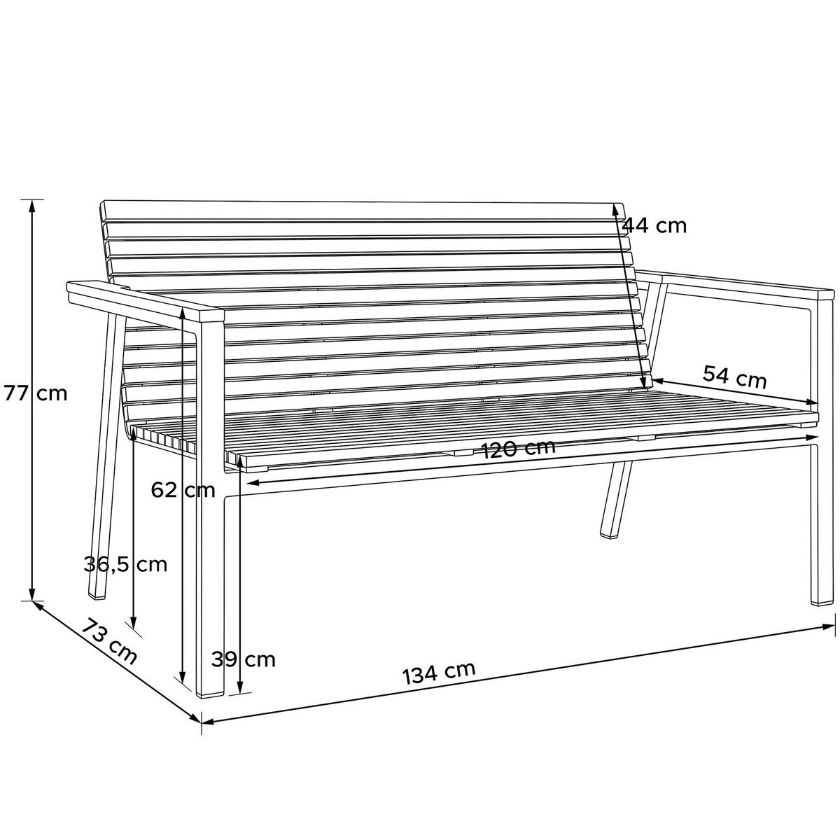 GARTENMÖBELSET ARIATO 4-tlg - Anthrazit/Braun, Holz/Metall - KONSIMO®