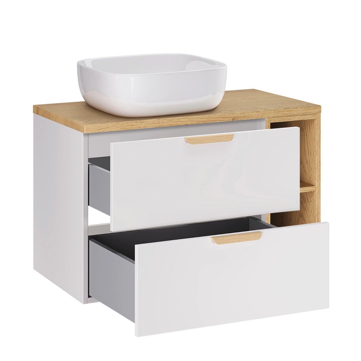 BADMÖBEL 80.6cm Oria 2er-Set Weiß - Weiß, Holzwerkstoff (80.6/50/46.5cm) - Petits-meubles