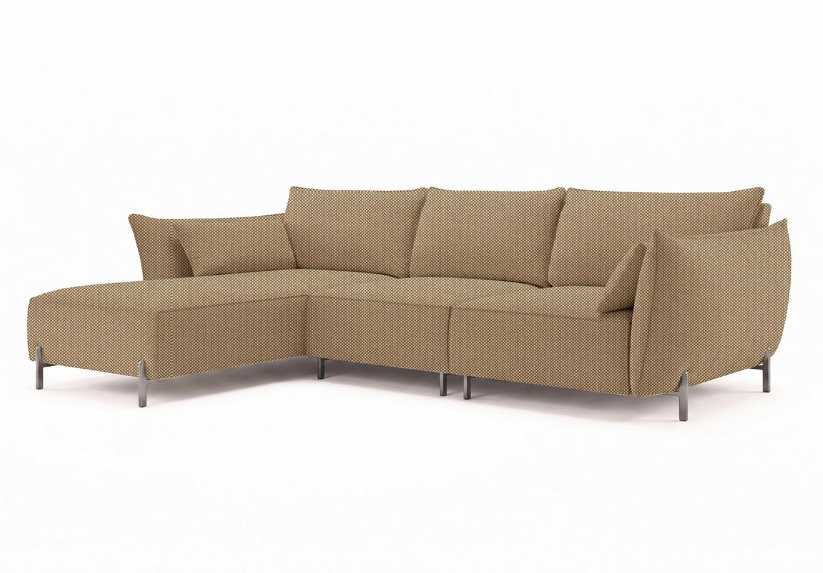 GARTENECKSOFA für Terrasse und Garten, Stoff Sunlight, Toffee, Links, SUNMEE - Braun, Holz (238/90/165cm) - Kaiser Möbel