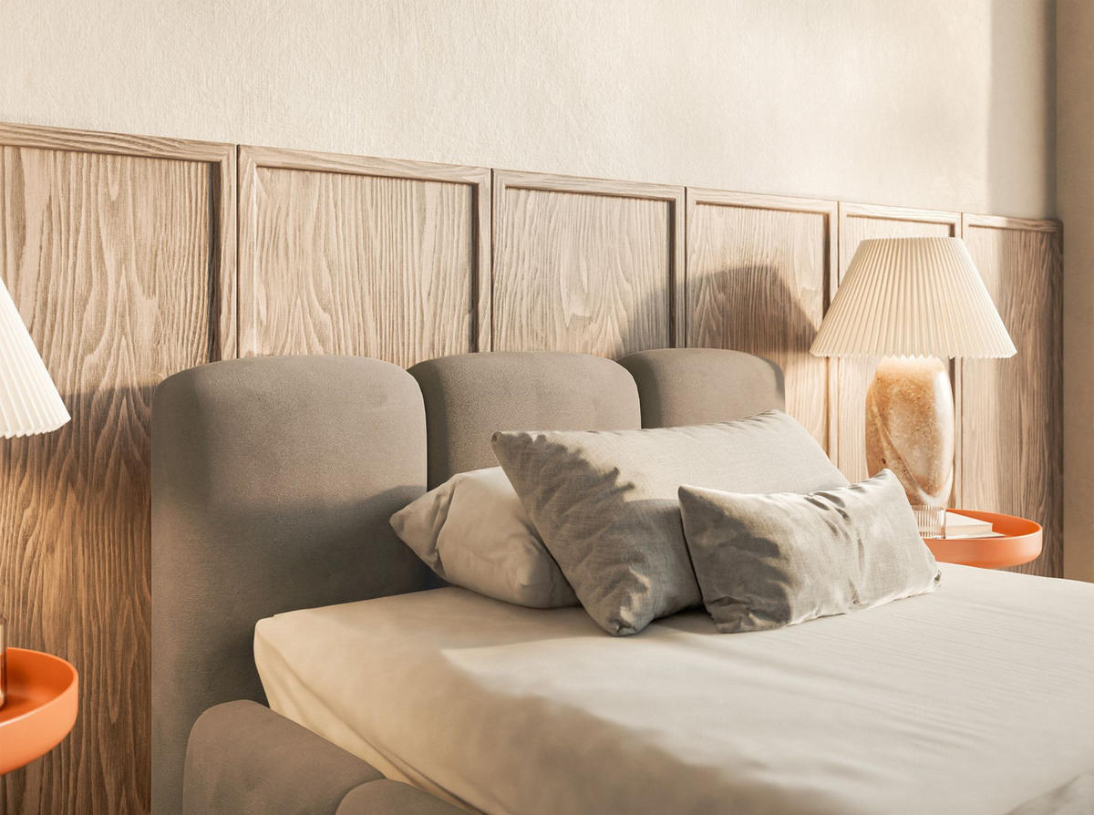 POLSTERBETT Cloudy Low Graubeige Samt, 90x200 cm - Taupe/Schwarz, Kunststoff/Textil (90/200cm) - Selsey