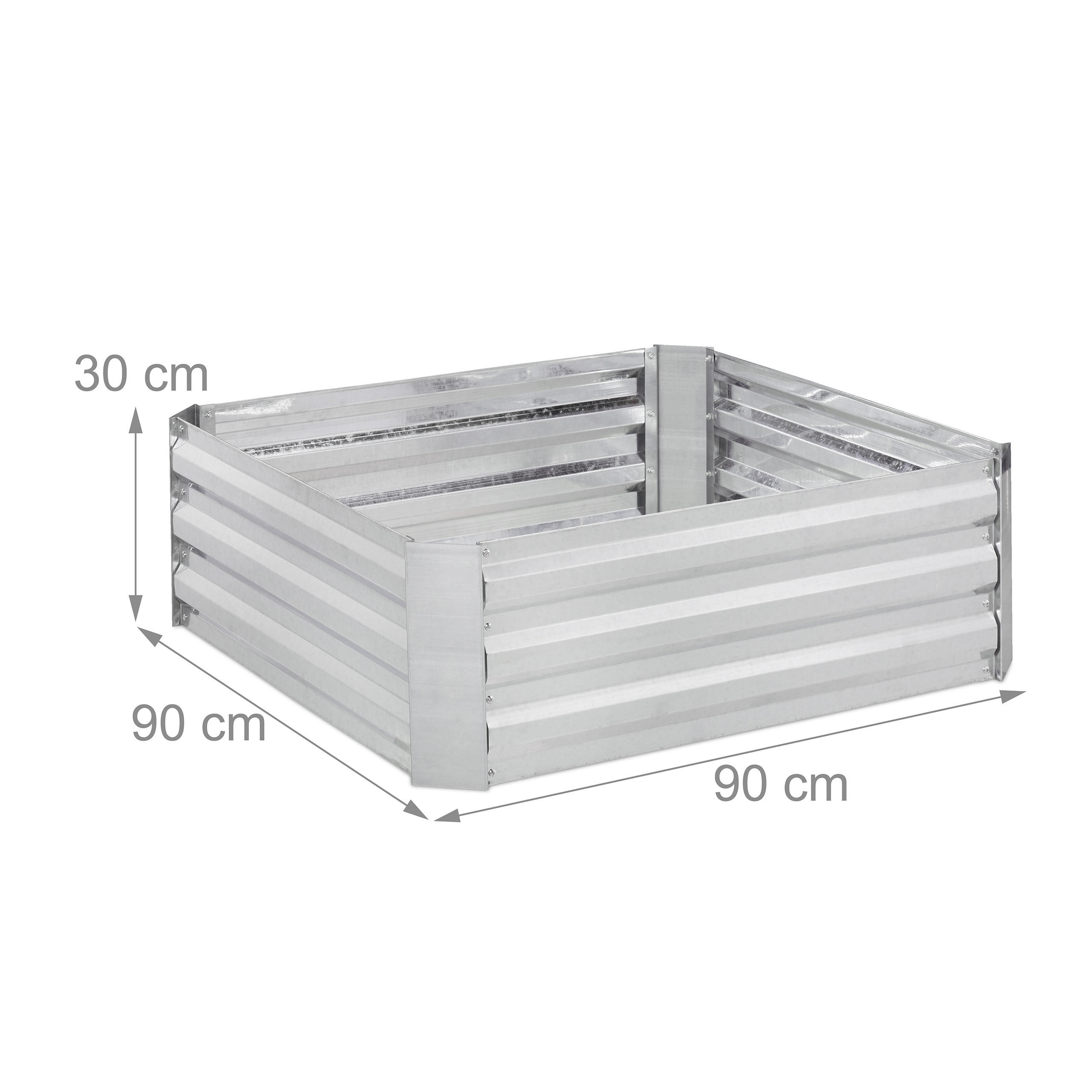 Thumbnail - Relaxdays Hochbeet, Silber, Metall, 90x30x90 cm, Gartenzubehör, Hochbeete