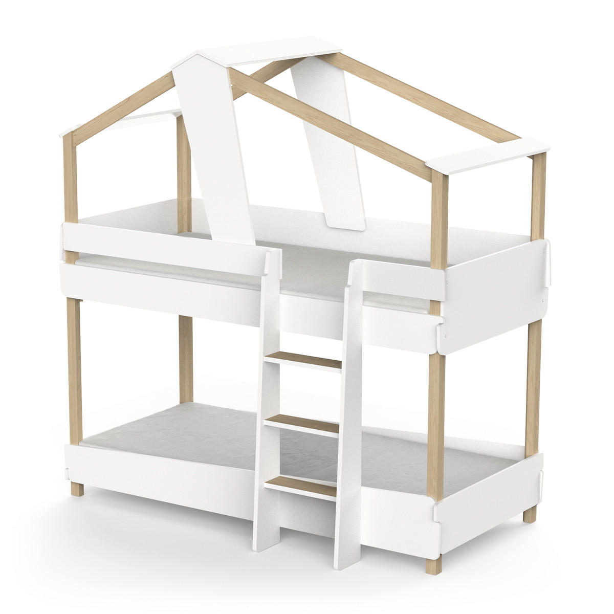 ETAGENBETT 90x200 H214 cm - TIMBER - Weiß, Holzwerkstoff (200/90cm) - Calicosy