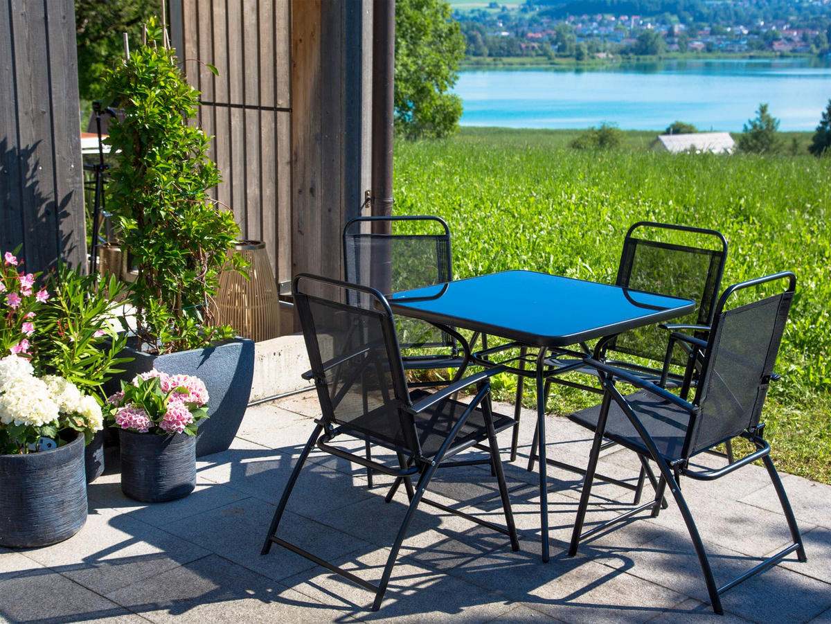 GARTENMÖBEL SET 4-Sitzer Stahl schwarz Livo - Schwarz, Metall - Beliani