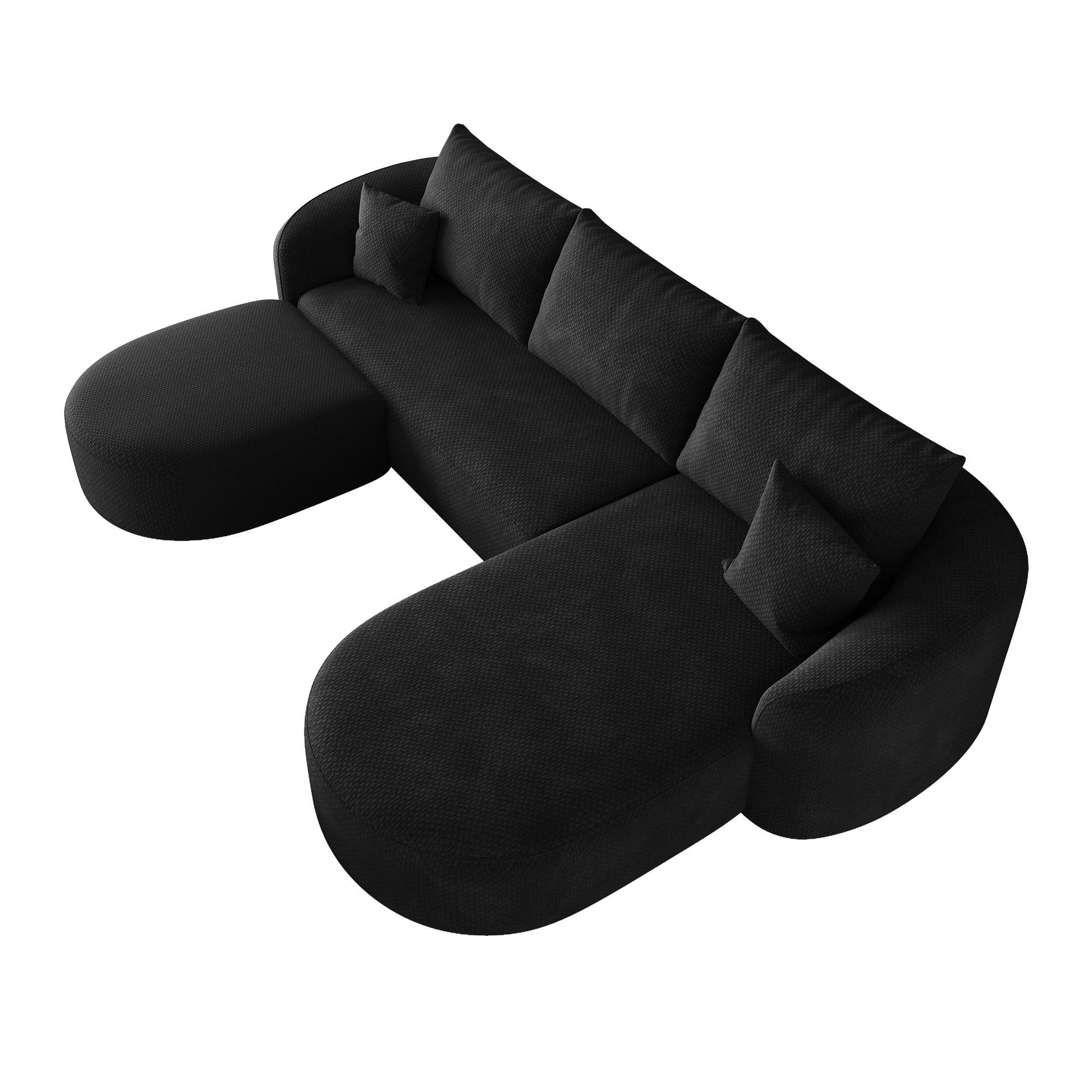 WOHNLANDSCHAFT DE-34817 U-Form 2-Sitzer Chaiselongue rechts Schwarz - Schwarz, Textil (168/85/266cm) - ComfortXL