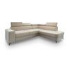 ECKSOFA ALVORO R-S Creme Velours-Stoff mit Schlaffunktion - Creme, Holz (253/190cm) - MASSENO