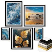 WANDBILDER 5er-Set - 50x50 cm & 20x30 cm & 40x60 cm Schwarzer Rahmen - Porträt einer Frau, Auge, Farben, Emotionen - Schwarz, Kunststoff (40/60cm) - ArtPrintCave