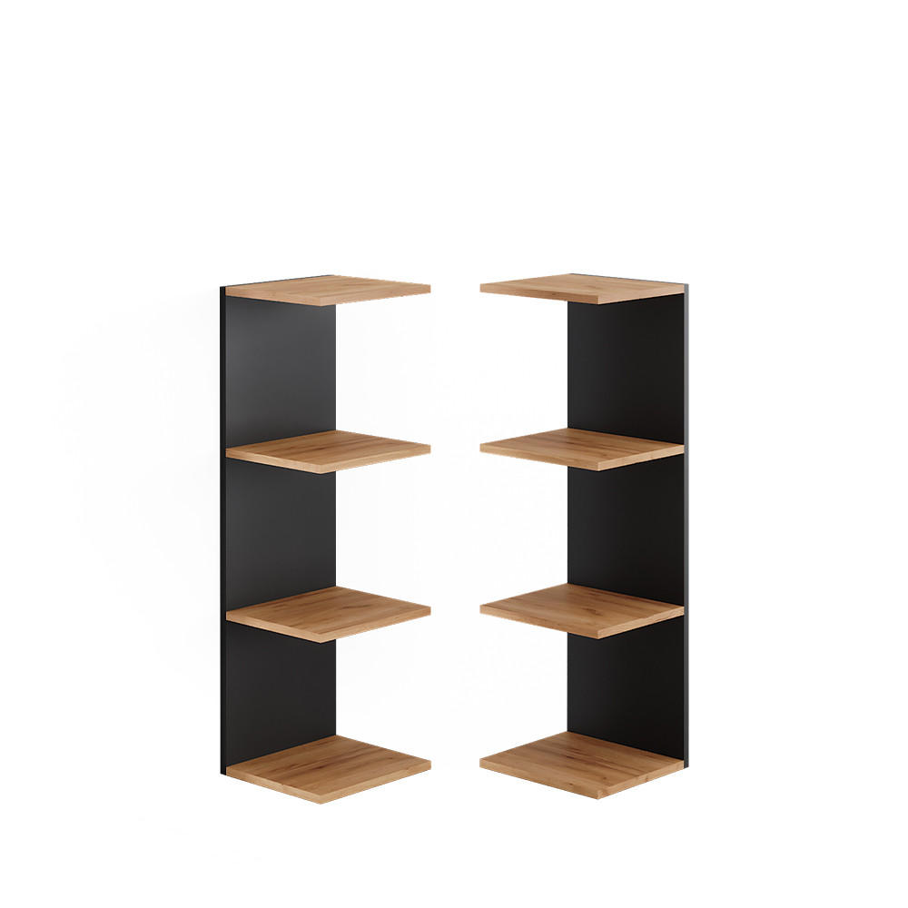 WANDREGAL Paolo Anthrazit 30 x 95 cm 2er Set - Anthrazit/Eiche Wotan, Holzwerkstoff (30/95/28cm) - Vicco