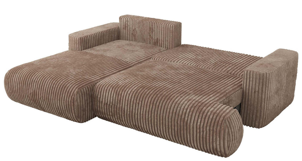 ECKSOFA OVO L Braun Cord - Links Seite - Schwarz/Braun, Kunststoff/Textil (271/195cm) - MKS