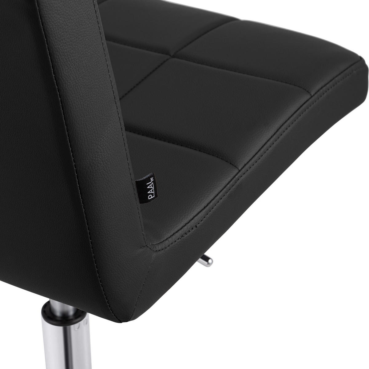 DREHSTUHL Lederlook Schwarz - Chromfarben/Schwarz, Textil/Metall (47/93/56cm) - CLP