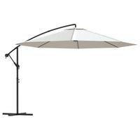 SONNENSCHIRM rund MARC 350cm Sandweiß | UV-Schutz, Kurbelsystem | Ampelschirm rund - Sandfarben, Metall (350/350cm) - DELUKE