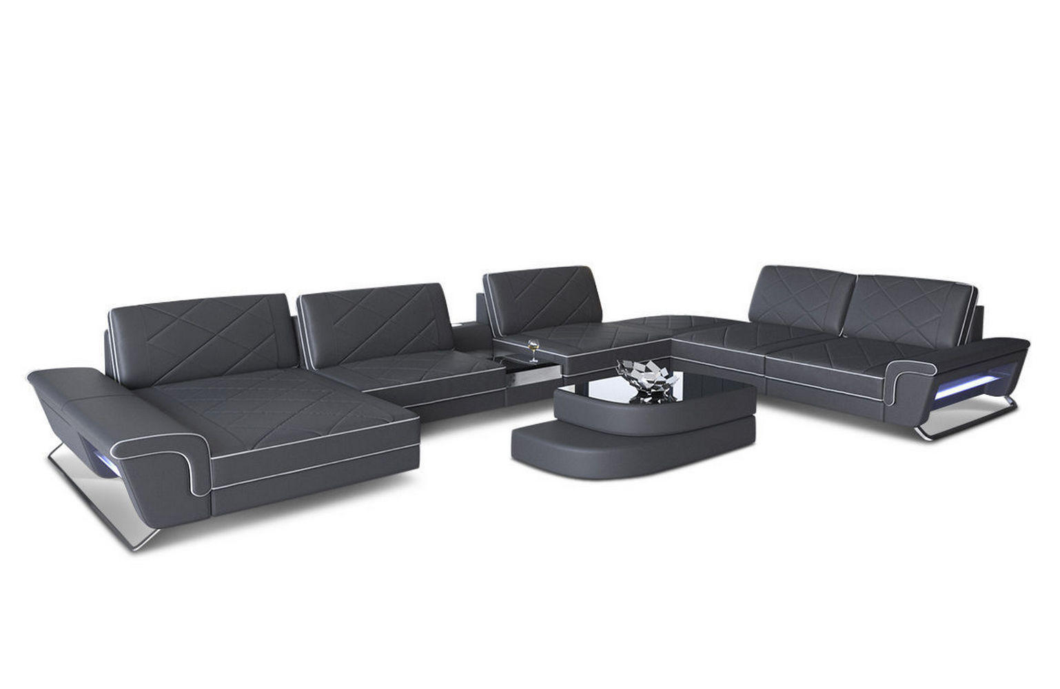 WOHNLANDSCHAFT Bari XXL - Grau, Leder (456/89/329cm) - Sofa Dreams
