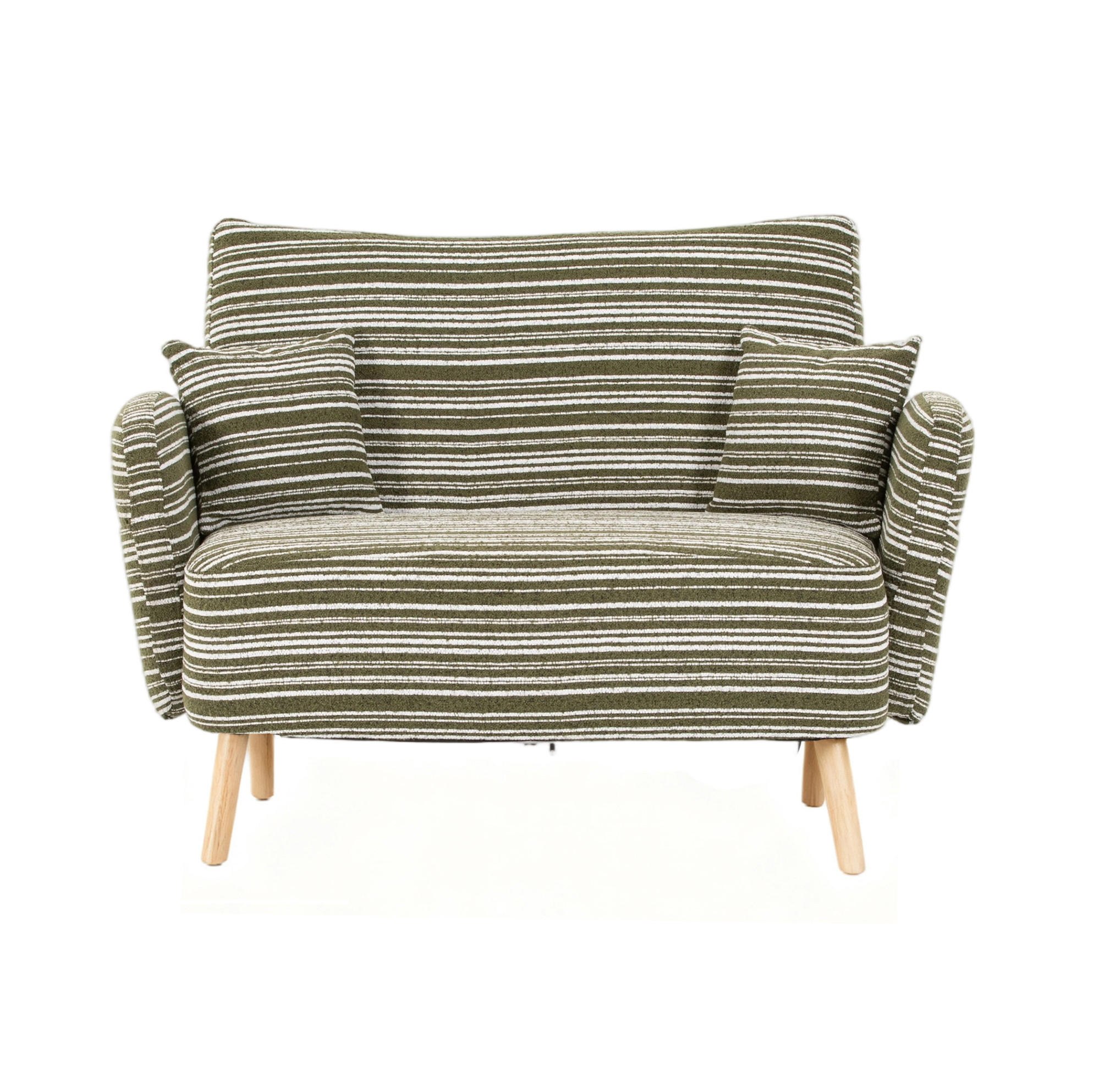 2-SITZER-SOFA aus Bouclé 121x81,5x87 cm in Olivgrün mit Seitentaschen - Grün, Textil (81.5/87/121cm) - Modfu