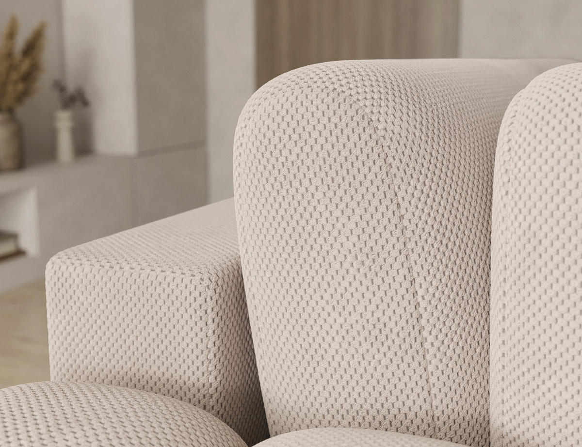 ECKSOFA COZION L-Form mit Schlaffunktion & Bettkasten – Modernes 3-Sitzer Sofa, HR-Kaltschaum, Wellenfederung, 267 × 165 cm - Beige/Schwarz, Kunststoff (165/267cm) - Wohnideebilder