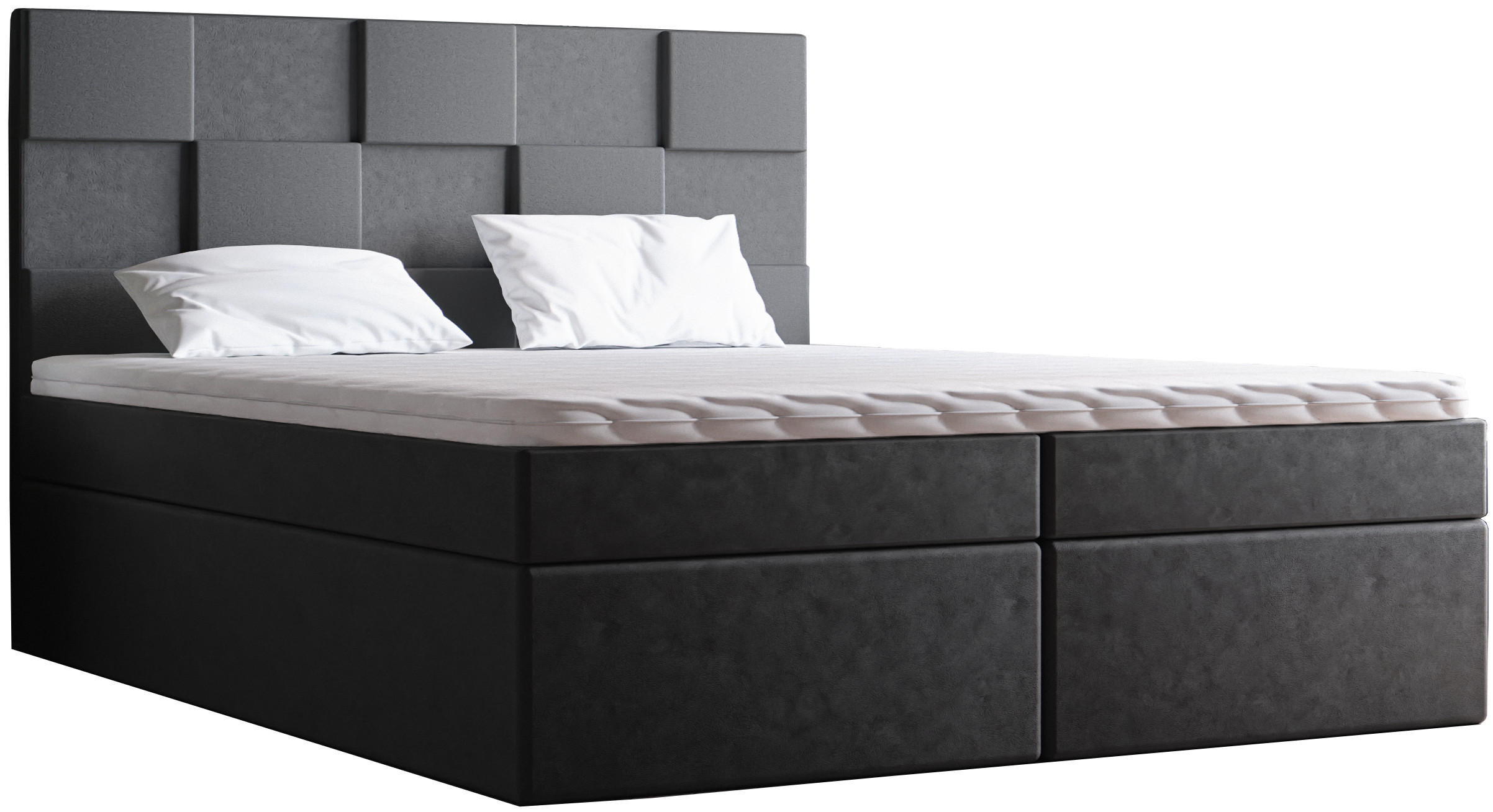 DOPPELBETT mit Matratze 180x200 Berg, Samtstoff, Bettkasten, Dunkelgrau - Dunkelgrau, Holz/Textil (180/200cm) - Emporius