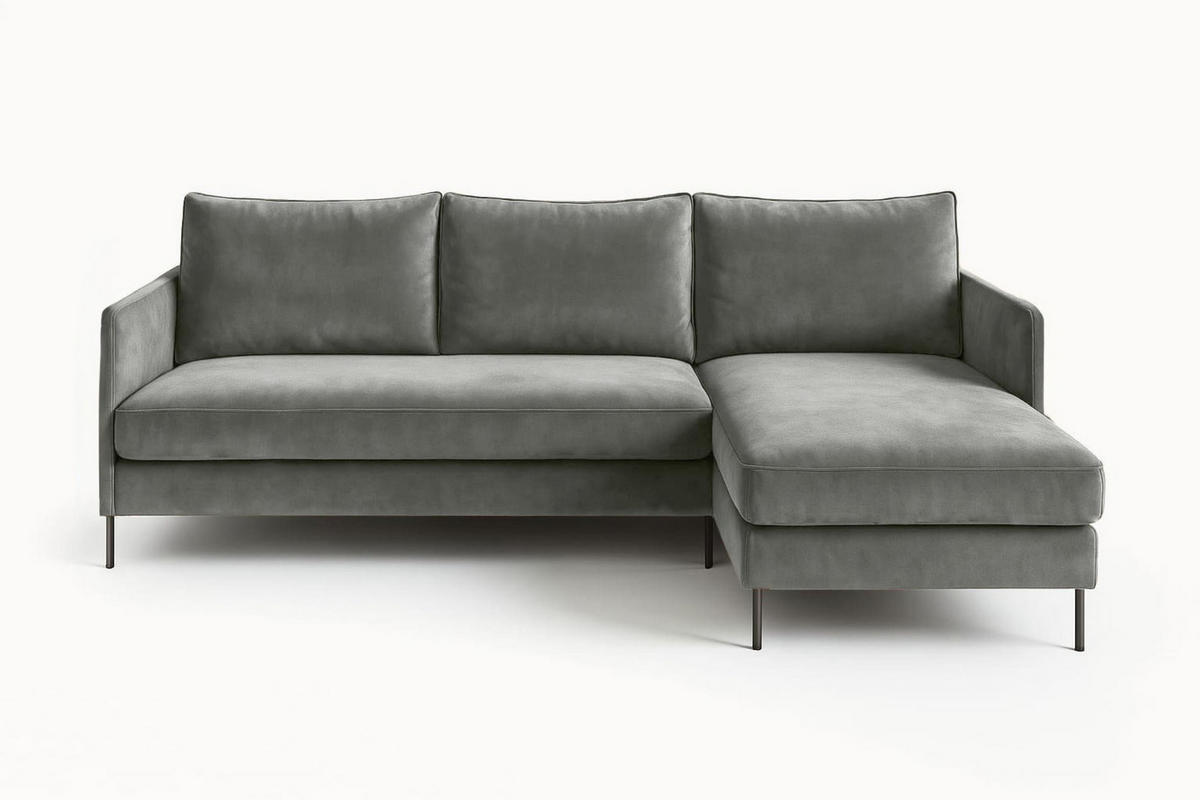 ECKSOFA Belis, Grau, Sofa mit Schlaffunktion - Grau, Holzwerkstoff/Textil (216/155cm) - Bettso