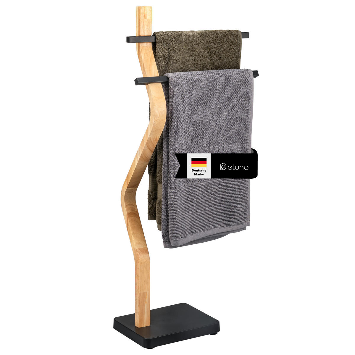 STAND-HANDTUCHHALTER, schwarz - Schwarz, Holz (37/85.5/18cm) - eluno