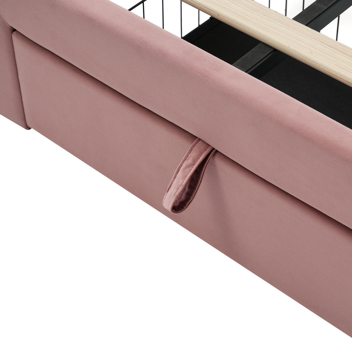 KINDEREINZELBETTEN aus Samt 90x190 cm in Rosa mit LED-Beleuchtung & Schublade - Rosa, Textil (90/190cm) - Modfu