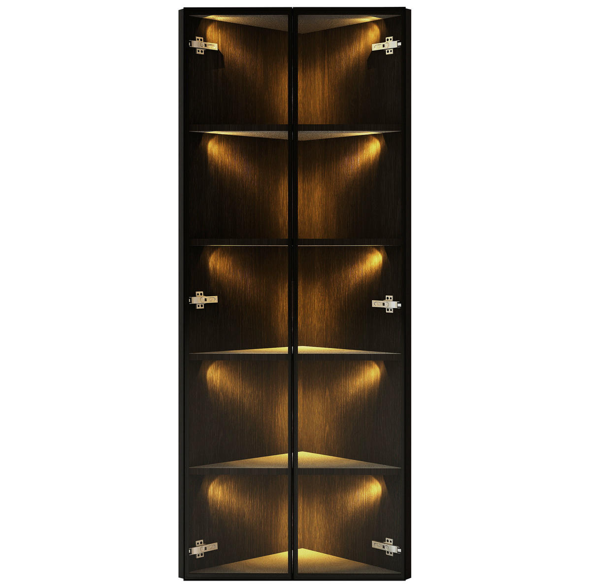 ROHOVÁ vitrína z MDF a skla, 62/35/160 cm, černá, s LED osvětlením - černá, kompozitní dřevo (62/160/35cm) - BEAOK