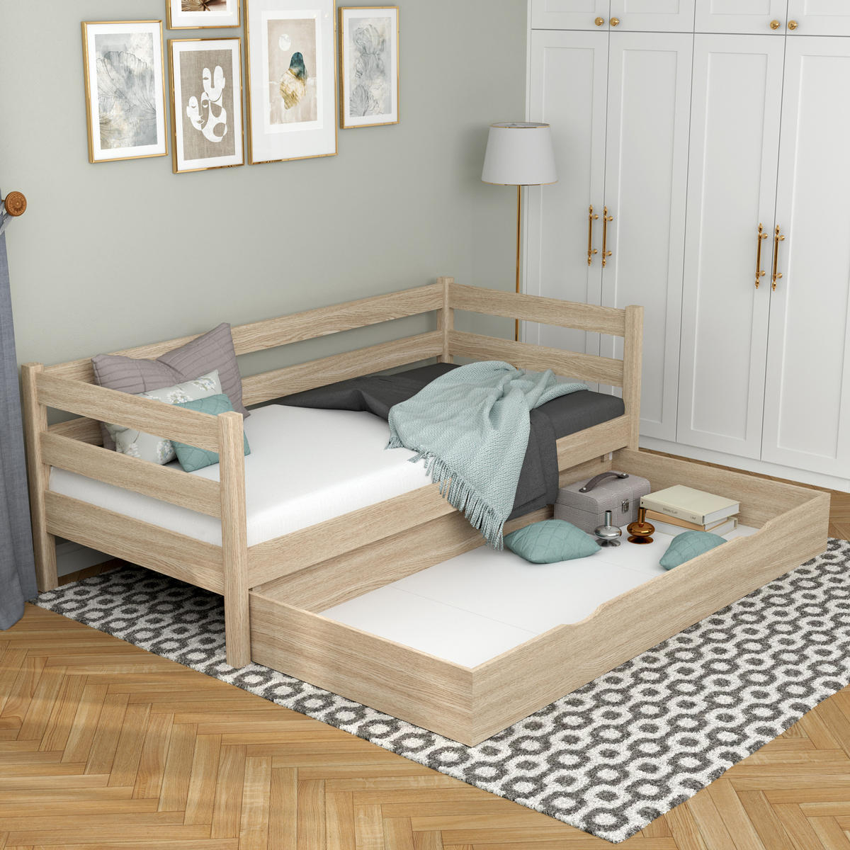 TAGESBETT mit Schublade N01 Sonoma Eiche 90/190 - Sonoma Eiche, Naturmaterialien/Holz (90/190cm) - N-Wood