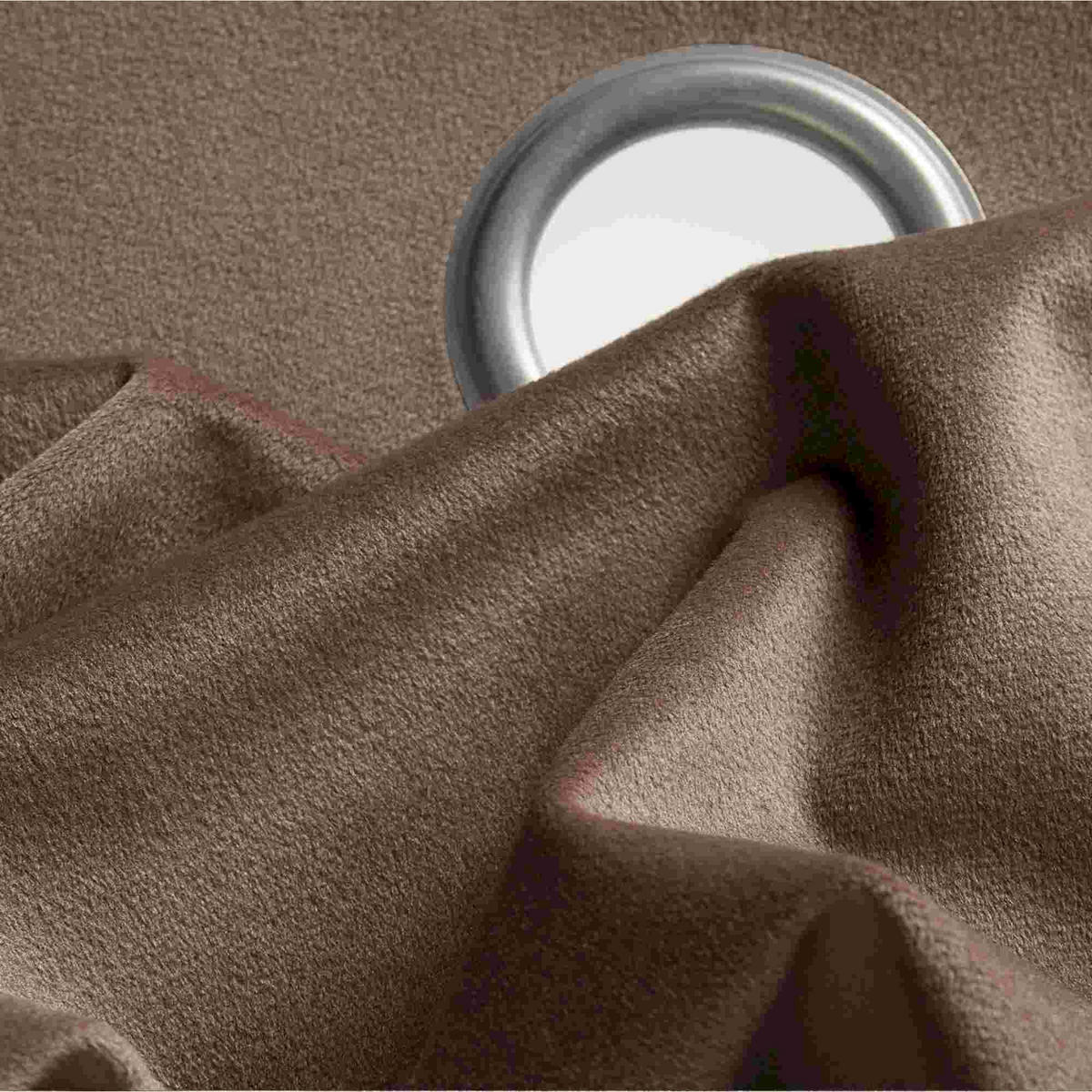 ÖSENVORHANG VELVET SIGNATURE - Braun, Textil (140/1/250cm) - Tom Tailor