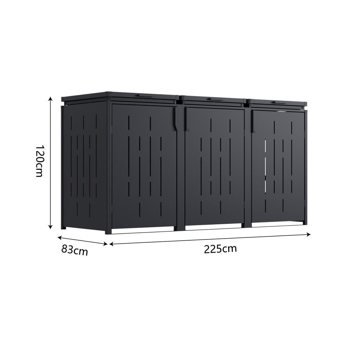 MÜLLTONNENSCHRANK XL aus Stahl 2250L in Anthrazit - Anthrazit, Metall (225/120/83cm) - WEIDE