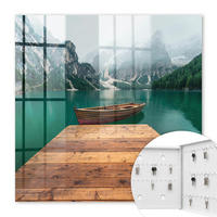 SCHLÜSSELBOX Weiß 30x30 cm – Türöffnung nach rechts - Bergsee - Grün, Metall (30/30/5cm) - TULUP
