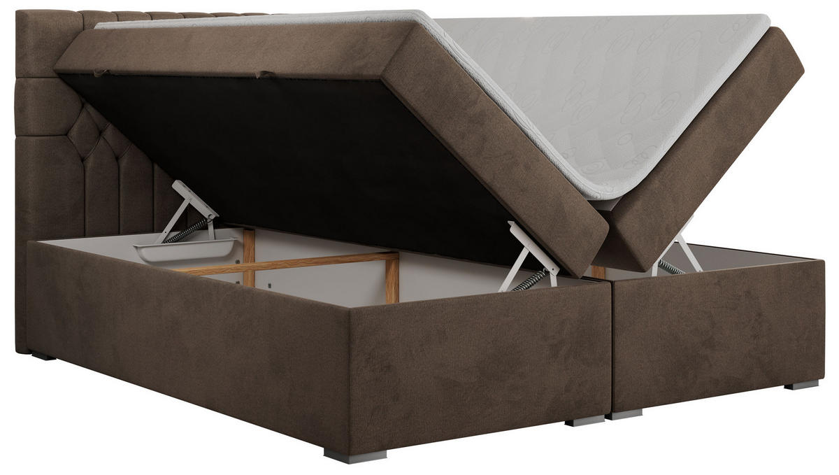 BOXBETT PERA 140/200 Braun Velvet - H4 - Braun, Holz/Textil (140/200cm) - MKS