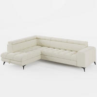 ECKSOFA CANDY CANE Links Creme Bouclé-Stoff mit Schlaffunktion und Bettkasten - Creme, Textil (264/192cm) - Barchello