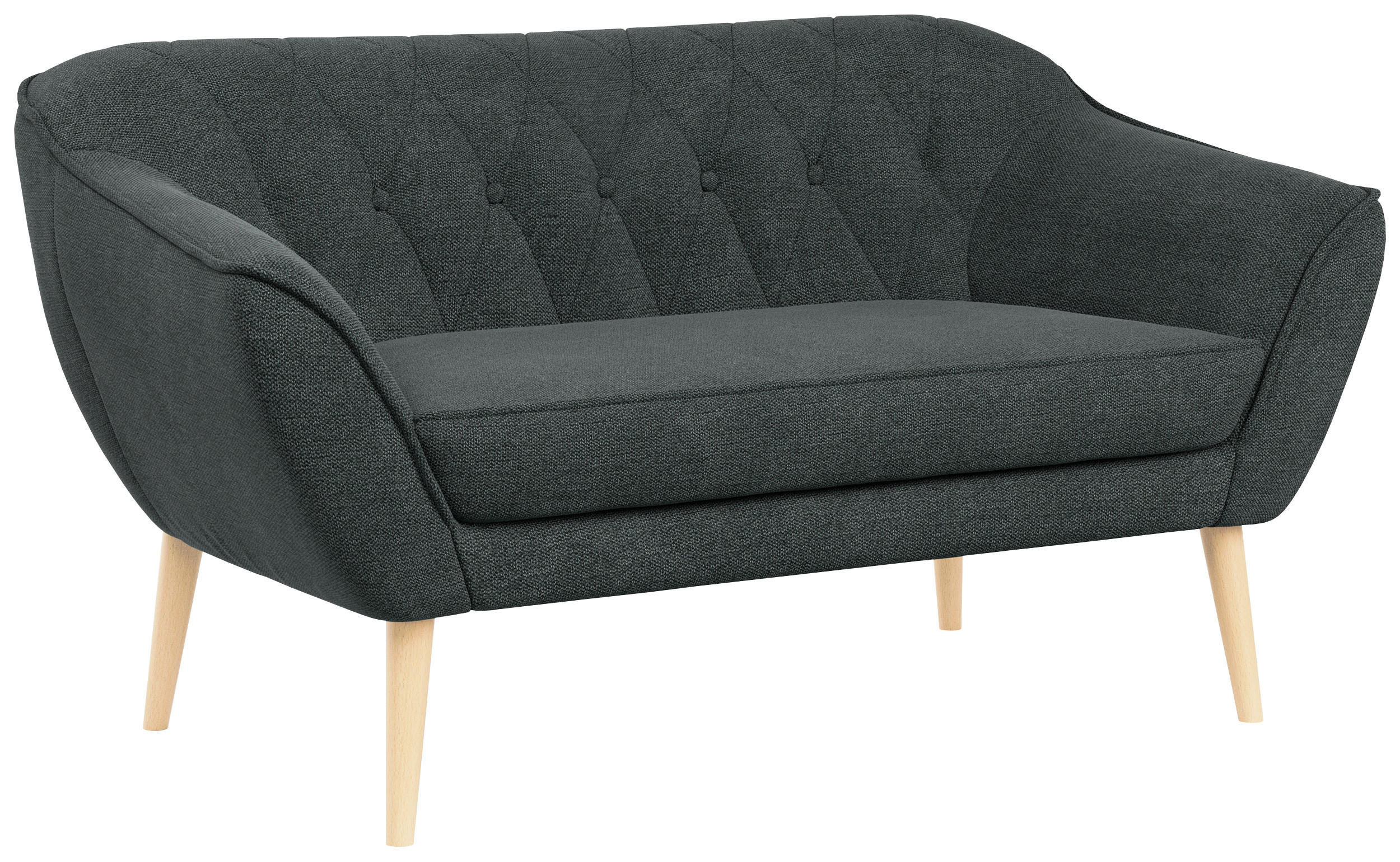 SOFA Pirs 2 Sitzer Strukture Dunkelgrau - Dunkelgrau/Braun, Holz/Textil (140/75/74cm) - MKS
