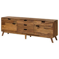 SIDEBOARD Sheesham 200x40x65 natur sandgestrahlt lackiert MALMÖ 2 #230 - Braun, Holz (200/65/40cm) - Massivmoebel24