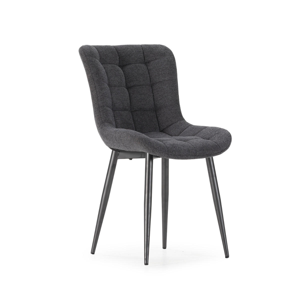 STÜHLE 4er-Set aus gesteppstem Stoff mit Metallfüßen 62/49,5/48 cm - Dunkelgrau, Textil (62/49.5/77.5cm) - Calicosy