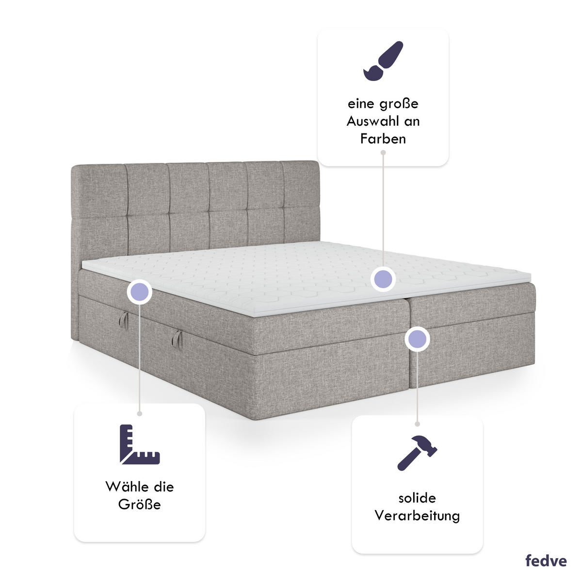 BOXBETT Mokpo 140x200 cm, Hellgrau - Hellgrau, Textil (140/200cm) - Fedve
