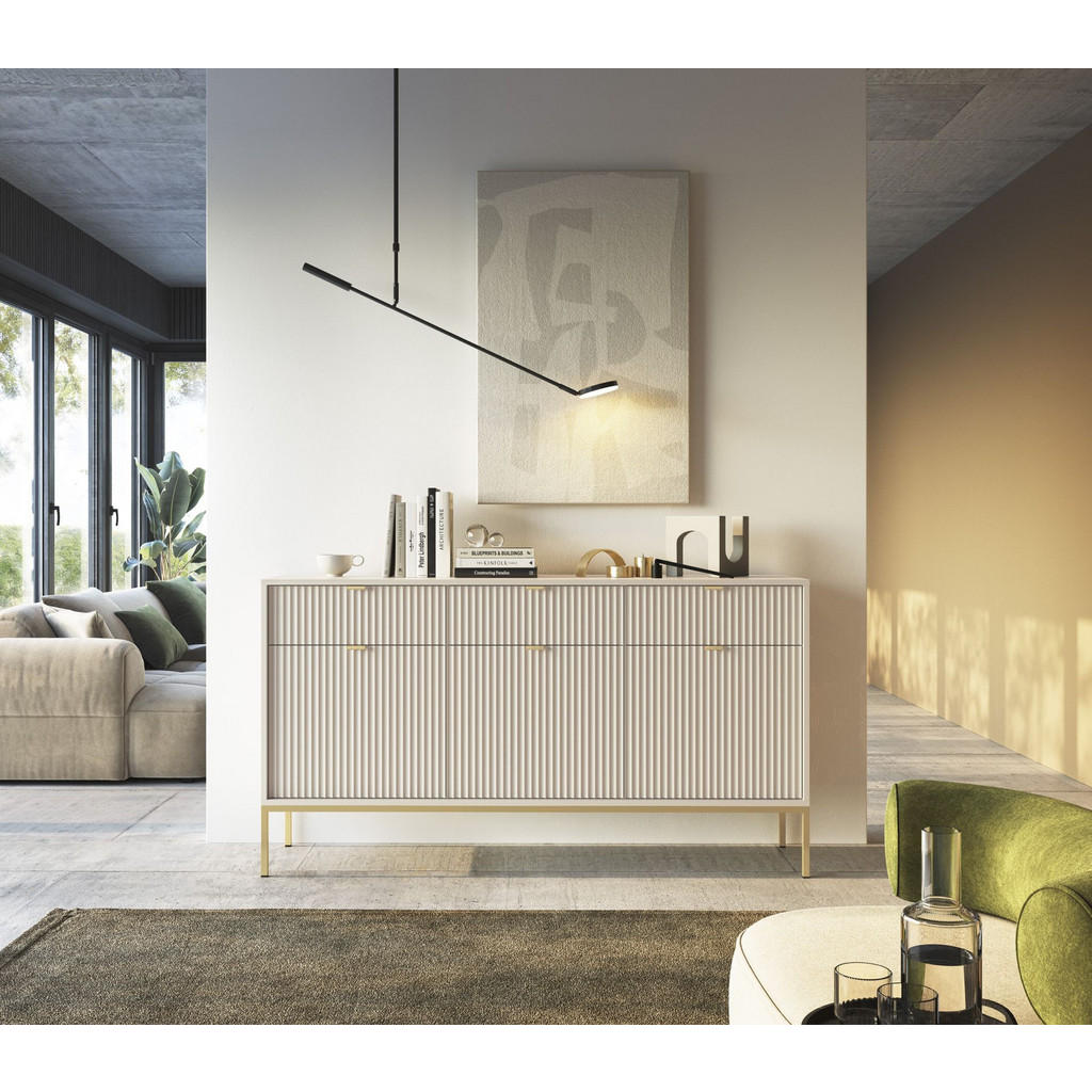 Thumbnail - Selsey Vellore, Ecru, Holzwerkstoff, 6 Fächer, 3 Schubladen, Rechteckig, 154x83x39 cm, Wohnzimmer, Kommoden & Sideboards...