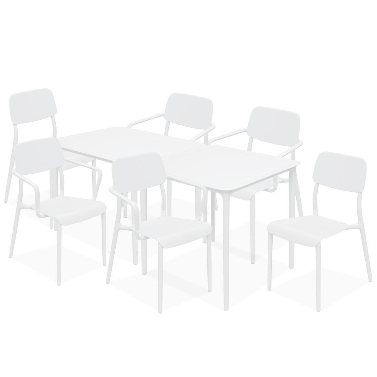 GARTENMÖBEL-SET GALIO, 8-tlg - Weiß, Kunststoff - KONSIMO®