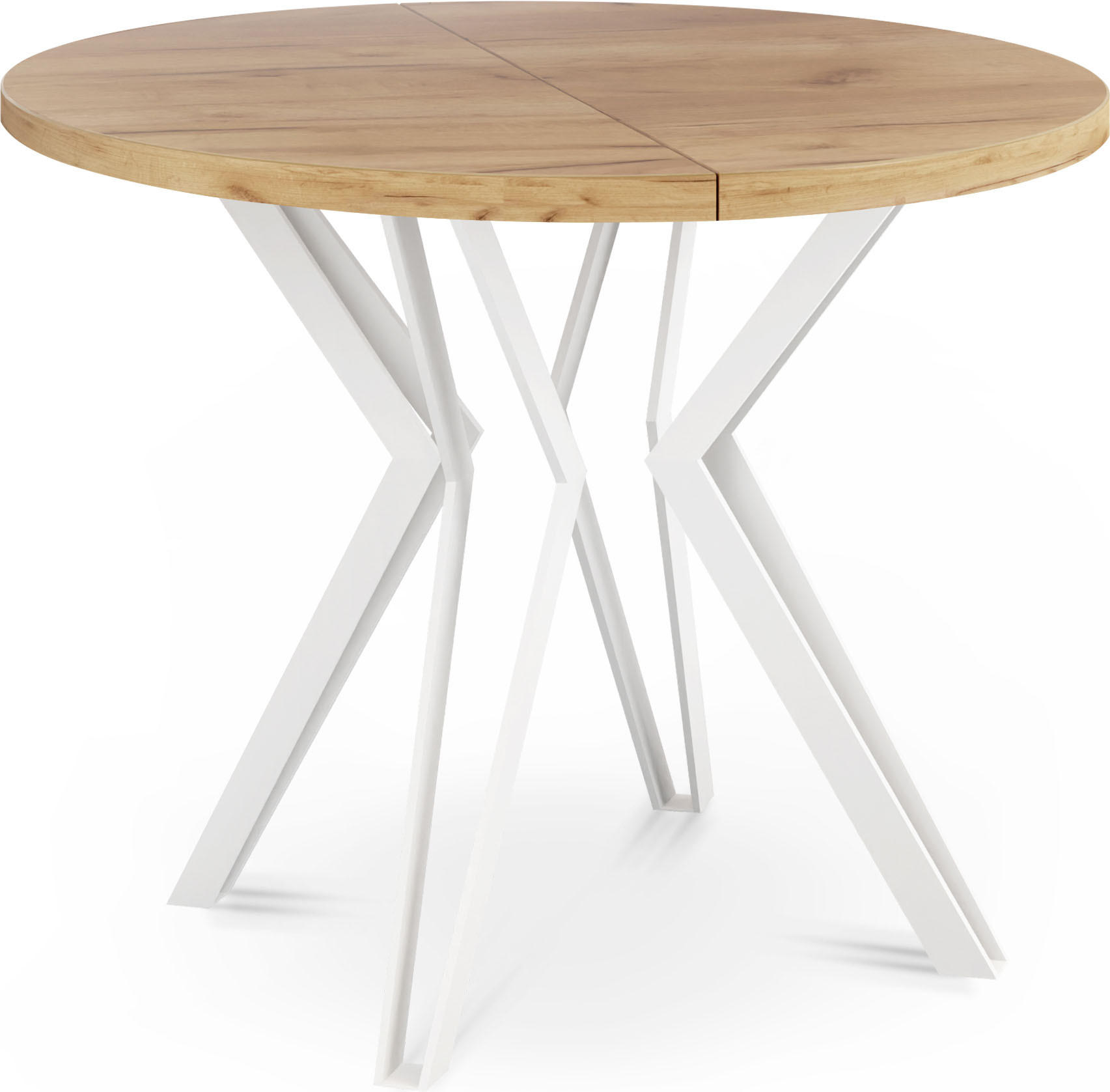 ESSTISCH Austin runder ausziehbarer, Craft Eiche 120-200/100/76 cm - Eiche Wotan/Weiß, Holzwerkstoff/Metall (120/120/76cm) - WFL GROUP