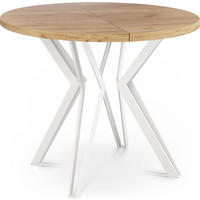 ESSTISCH Austin runder ausziehbarer, Craft Eiche 120-200/100/76 cm - Eiche Wotan/Weiß, Holzwerkstoff/Metall (120/120/76cm) - WFL GROUP