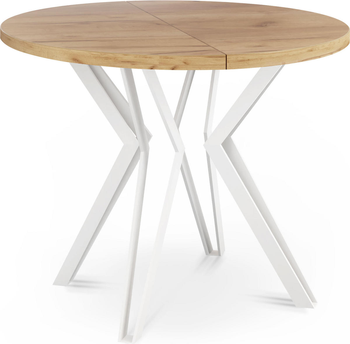 ESSTISCH Austin runder ausziehbarer, Craft Eiche 120-200/100/76 cm - Eiche Wotan/Weiß, Holzwerkstoff/Metall (120/120/76cm) - WFL GROUP