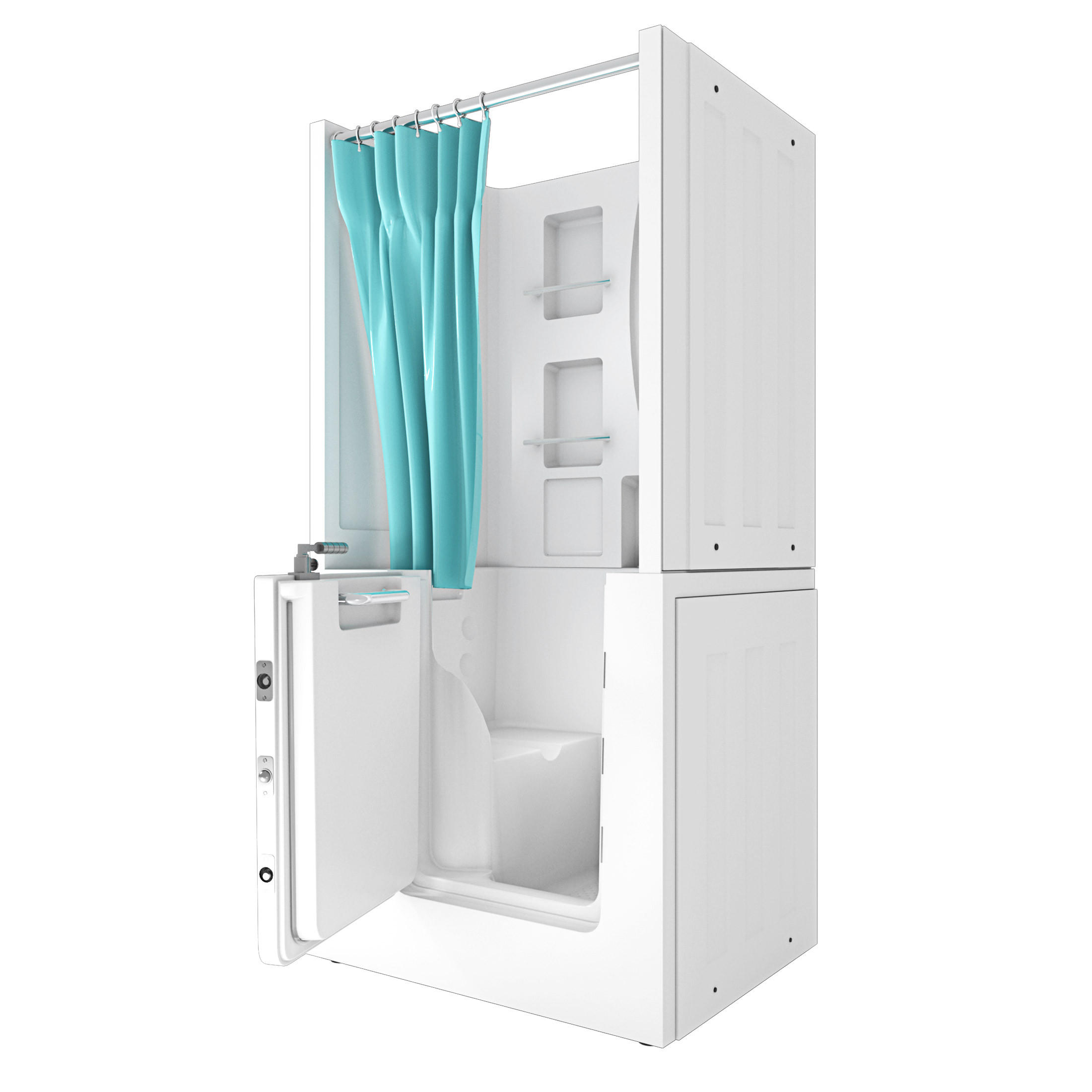 SENIORENDUSCHE Sitzwanne mit Tür S02D-TH-A-L 78x100x205cm - Weiß, Glas/Kunststoff (78/100/205cm) - AcquaVapore by Sandra Jentho