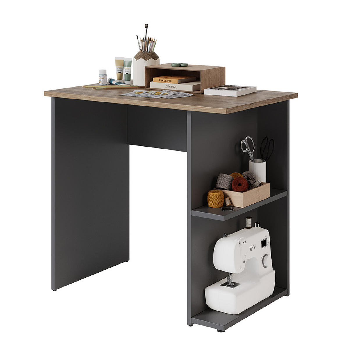 PSACÍ STŮL Simple Antracit 80 x 50 cm - antracitová, kompozitní dřevo (50/80/76cm) - Vicco