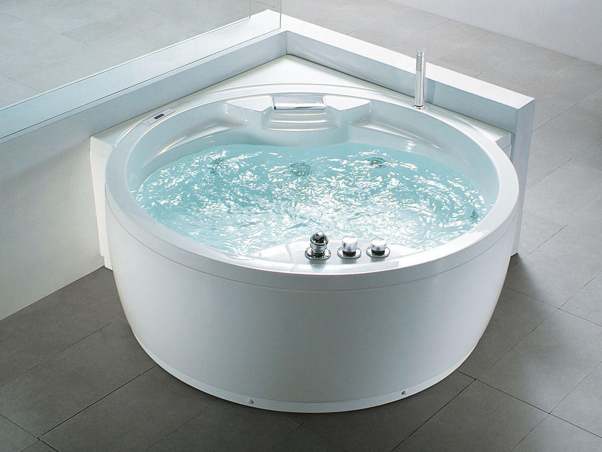 WHIRLPOOL-BADEWANNE 150x181x64 cm weiß Milano - Weiß, Kunststoff (150/64/181cm) - Beliani