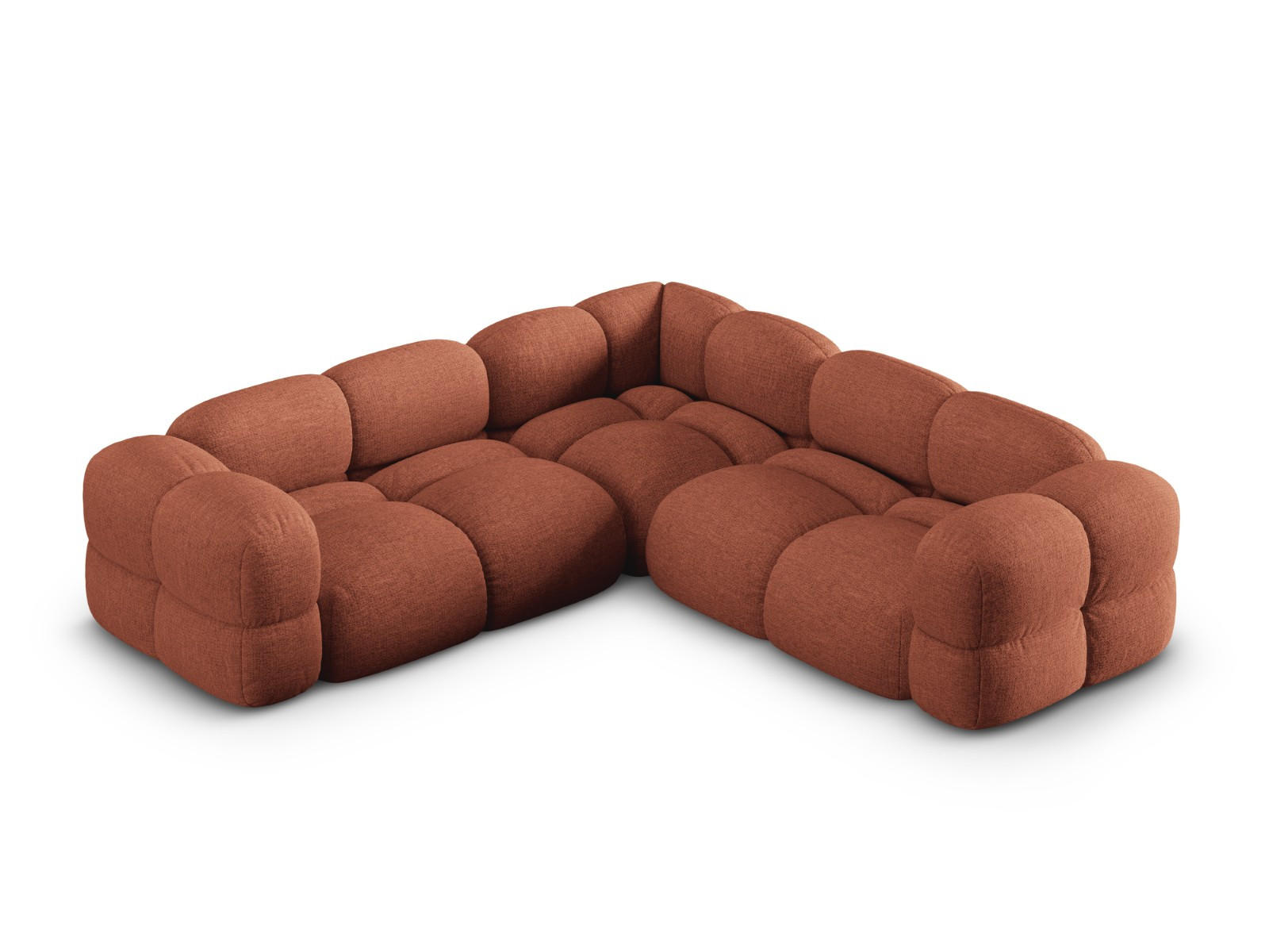 WENDBARES-ECKSOFA Loretto aus strukturiertem Stoff koralle 4 Sitzplätze - Koralle, Textil (250/250cm) - Cosmopolitan Design