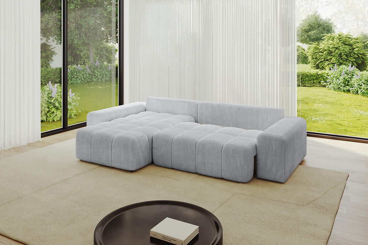 ECKSOFA Ottomane links/rechts ENIL-L 290x175x84 Grau Cord - Grau, Holzwerkstoff/Kunststoff (290/175cm) - ALTDECOR