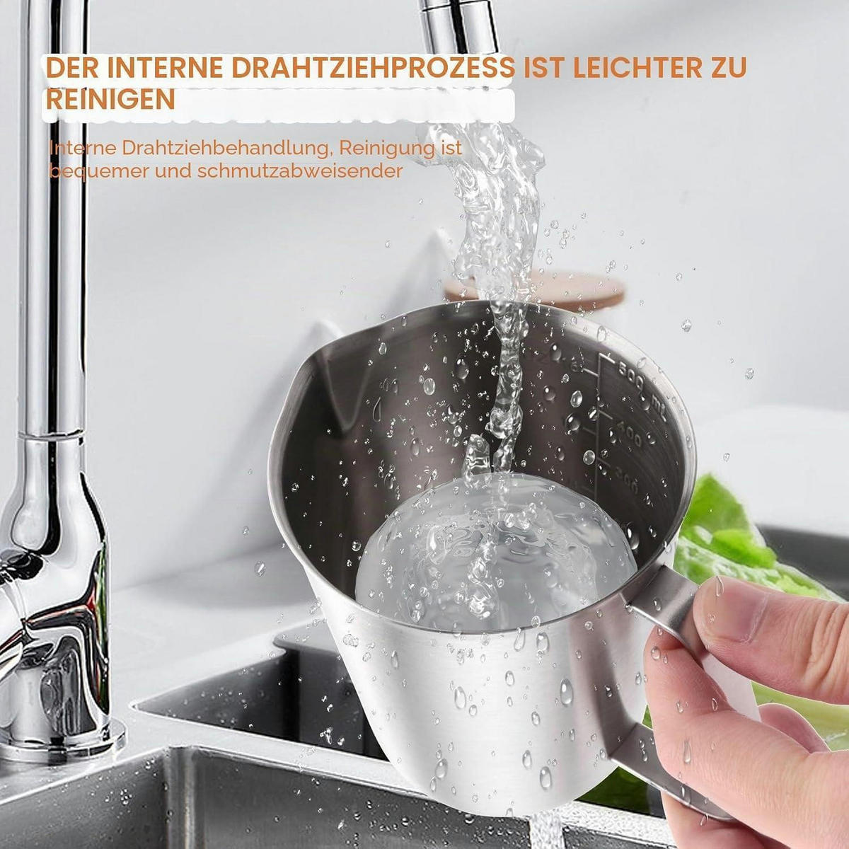 MESSBECHER Edelstahl 500 ml - Silberfarben, Metall (0.5L)